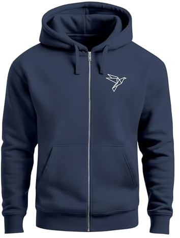 Neverless® Zip-Hoodie Herren Sweatjacke mit Kapuze Polygon Print Vogel Origami Männer Fashion Streetstyle