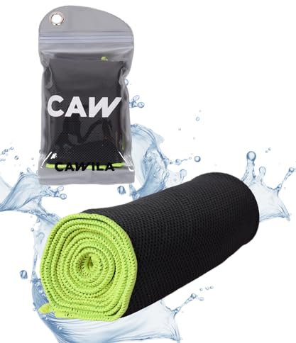 Cawila kühlendes Handtuch, Kühltuch, selbstkühlendes Tuch für Sport, Fitness, Wandern, schwarz/gelb