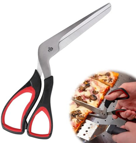 Pizzaschere, Pizzaschere Spülmaschinenfest, Pizzaschere für Linkshänder, Pizzaschneider Schere Edelstahl, Pizza Schere für Einfache Handhabung und Reinigung, Multifunktionale Küchenschere, 27cm