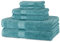 Amazon Basics asciugamani in cotone, resistenti allo sbiadimento, composto da teli 2 bagno, 2 asciugamani e 2 salviette, confezione da 6, verde acqua