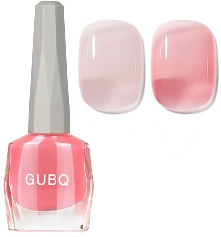 Pink Jelly Nail Polish - Sheer Pink Nail Polish - 60 Seconds nail Varnish Quick Dry - Natural nail polish Long Lasting - Oil Based Breathable Nail polish Non Chip No Bake for Women