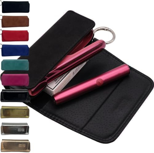 GC Etui Tasche Zubehör kompatibel mit IQOS ILUMA i & Terea Delia Levia Sticks und mini Tray mit Leather Touch, Schwarz