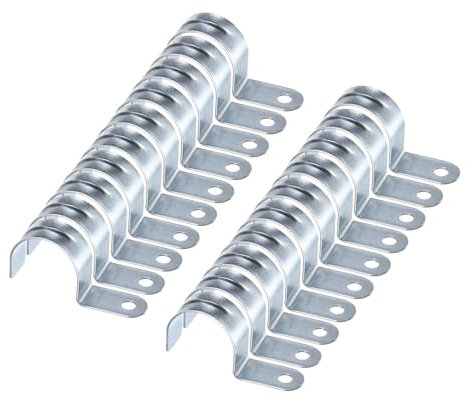 sourcing map 20pcs Conduit Clamp, EMT One-Hole Strap, U Tube Pipe Clamp, 40mm 1 9/16-Inch Pipe Dia, 8mm 5/16 Inch Hole Dia Rigid Pipe Strap, U Shaped Bracket for Tube Hose Wire Cord Fixing