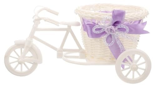 OFFSCH Tricycle Basket Bike Flowerpot Basket Woven Basket Bike Pot Holder Tricycle Planter Cart Stand Candy Storage Basket Party Favors Basket White Plastic