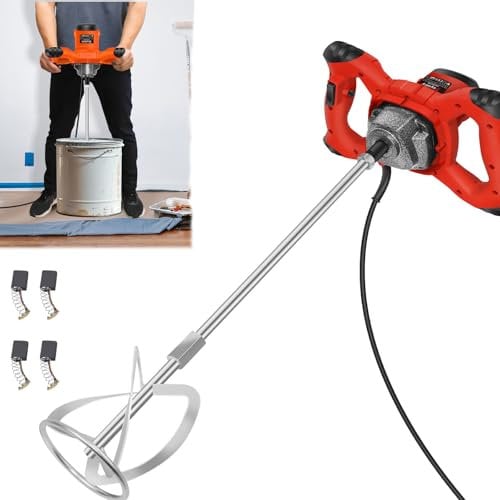 2600W Rührwerk Mörtelrührer 230V, 0-1700U/min 6 Gang-Getriebe, Handrührgeräte Farb- und Mörtelrührer Elektrisch Beton Mischer Rührgerät Mörtel für das Mischen von Farbe,Zement, Beton, M14-Gewinde