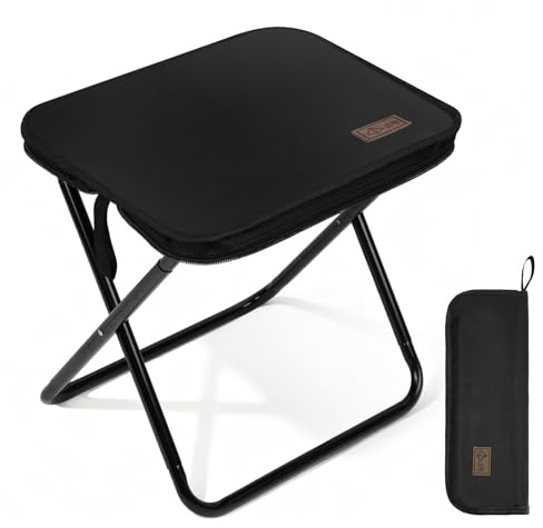 AOOSA Campingpall, Bärbar Hopfällbar Pall, 32,5×26×31 CM Lätt Mini Hopfällbar Stol, Max Lastkapacitet 100 KG, Hopfällbar Pall för Vandring, Fiske, Picknick, Utomhus, Campingtillbehör - Svart