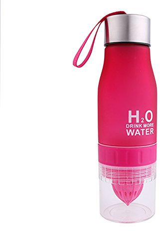 650 ml--H2O Wasser Flasche Tragbar Gesundheit Saft Frosted Lemon Cup,Ei Squeezer Cup(In 4 Farben) (Rot)