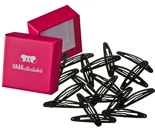 Haarallerliebst Haarspangen Oval für Kinder & Damen – 20 Stück in Schwarz (6 cm) inkl. Aufbewahrungsbox pink – Ideal für normales und dickes Haar