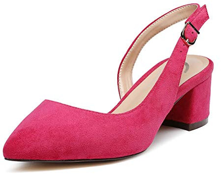Castamere Donna Tacco a Blocco Cinturino Regolabile Sandali Medio Tacco Scarpe col Tacco 5CM Rosso Scamosciato Scarpe EU 41