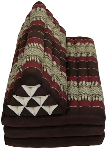 Fine Asianliving Thai Cushion Three-fold 80x190cm Triangle Cushion XXXL 8 Roll Seat Thai Kissen Meditation Matte Matratze Kapok 301-N11