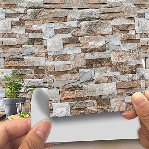 Hiser 20 Pezzi Similpelle 3D in finta pietra stile mattone Pellicole Adesive per Mobili e Pareti,Rotoli Carta Adesiva Altissima Risoluzione con Varie Misure,Wrapping Piastrelle Cucine (LA020,20cm)