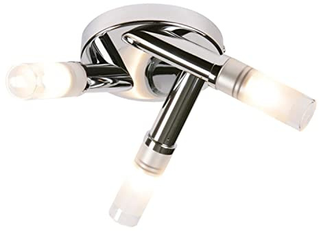 firstchoicelighting Modern Bathroom Triple Ceiling Light IP44 Rated Bathroom Ceiling Light Polished Chrome with Glass Shades LED Compatible