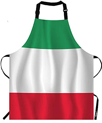Moslion Italian Flag Apron,Stripe Flag with Green White Red Color Apron,Adjustable Neck Bib for Men Women,Suitable for Kitchen Cooking Waitress Chef