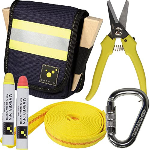 Vorteilspreis-Bundle Profi Holster von Feuerwehrstore | Feuerwehr Einsatz-Holster inkl. Füllung | professionell Rettungs-Schere Holzkeil Karabiner-Haken Bandschlinge Markier-Stift Reflex-Streifen