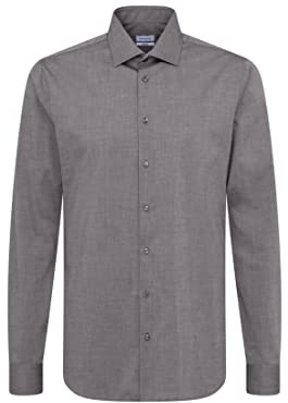 Chemise business Seidensticker pour homme - Coupe ajustée - Infroissable - Col Kent - Manches extra longues - 100 % coton ,Dunkelgrau ,40