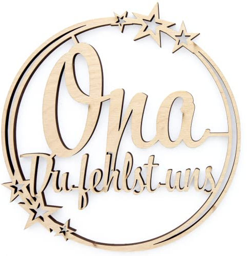 Ocasy Grabstecker Sternchenring mit Opa du fehlst Grabdeko mit Spruch, Grabschmuck aus Holz, Blumenstecker zum Andenken