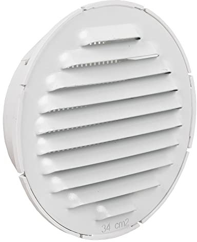 Cofan Griglia di aerazione da incasso a tubo | Realizzata in alluminio bianco | Diametro: 10 cm