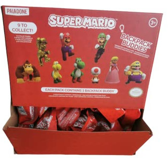 Paladone Porte clés Mario - Personnages Mario aléatoire, Suprise à l'ouverture, 9 pesonnage à collectioner Dont 1 Personnage Rare