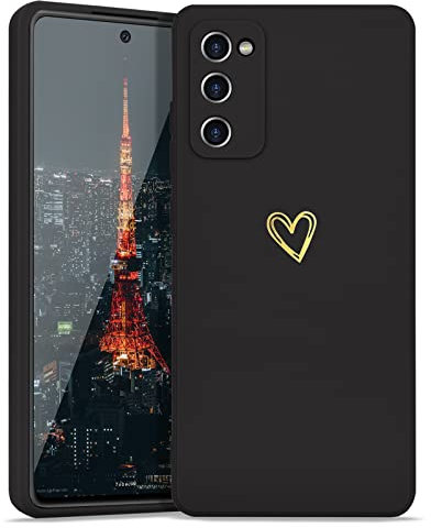 Lafunda für Samsung Galaxy S20 FE 5G Hülle,Hanyhülle für Samsung S20 FE 4G Case UltraDünn Silikonhülle süß Liebesherz Schutzhülle stoßfest mit Fallschutz Cover für Samsung Galaxy S20 FE 5G/4G Schwarz