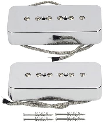 Alnico 5 P90 Soapbar Single Coil Pickup Hals Steg Pickups Set Tonabnehmer für LP P90 E-Gitarre, Chrom