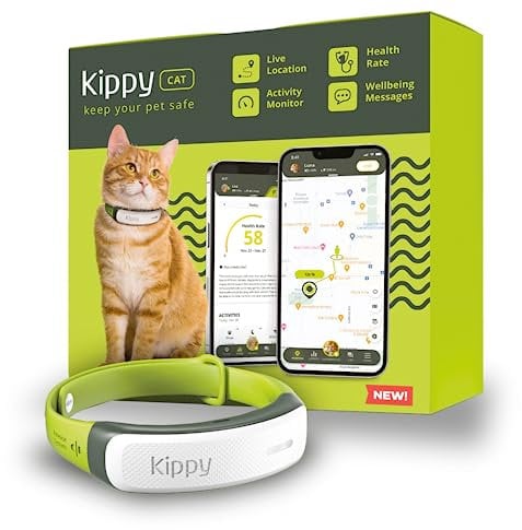 Kippy GPS-Halsband für Katzen, Kippy Cat Color, GPS-Tracker für Gesundheit und Aktivität, Katzenhalsband mit Sofortwarnung, mit virtuellen Grenzen