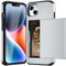 ACOCOBUY for iPhone 14 Case with Card Holder Sliding Cover Hidden Pocket IDs Credit Cards Slot Heavy Duty Shockproof Protective Dual Layer Wallet Phone Cover Back Shell for Men Women 6.1 inch Silver