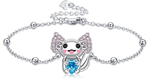 HUKKUN Axolotl Gifts Axolotl Charm Armband aus Sterling Silber für Damen