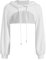 GORGLITTER Damen Crop Hoodie Pullover Sehr Kurz Sweatshirts Langarm Pulli Rundkragen Cut Outs Shirts mit Kapuze Weiß M