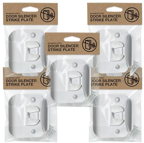 Door Silencer Strike Plate - Flexible, Noise Eliminating Fix for Loud Doors Fits with No Modifications, Stops Slamming Noise Perfect for Nursery, Bedroom, Sleepers, Auditory Issues (White, Five Pack)