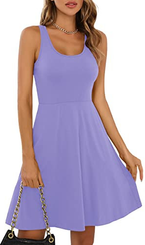 Missufe Rockabilly - Mini Abito Estivo Corto da Donna, per Il Tempo Libero, Colore: Viola Chiaro, Taglia X