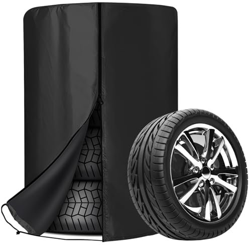 Aicharynic Copertura universale per pneumatici: 80 x 120 cm, copertura per pneumatici impermeabile, antipolvere, tasche universali con cerniera per 4 pneumatici (nero)