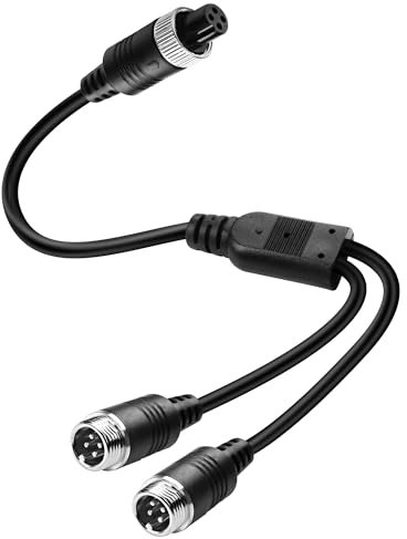 MEIRIYFA Auto Video M12 4Pin Luftfahrt Verlängerungskabel Adapter, Auto Luftfahrt Y Splitter Konverter Draht für CCTV Rückfahrkamera Auto LKW Bus Fahrzeug - 40CM (1 Buchse auf 2 Stecker)