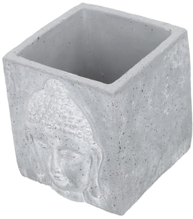 CAXUSD Buddhas Kreative Wohnraum Deko Blumentopf Dekorativer Pflanztopf aus Zement mit Buddha Kopf Design für Sukkulenten für Zuhause