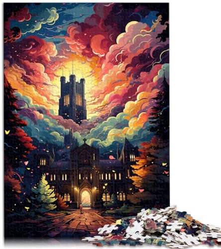 Puzzles Gift Colorful psychedelic of University of Oxford Jigsaw Puzzles for Adults 1000 Piece wooden puzzle Relax Puzzles Games(50x75cm)