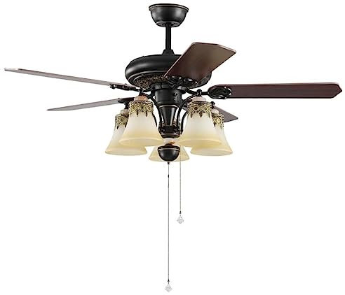 Lampada da Soffitto Lampadario Da Soffitto Europeo Per Soggiorno, Lampadario A Soffitto Retrò A LED In Ferro Battuto Con Ventilatore, Lampadario Per Camera Da Letto Moderno Illuminazione(42inch)