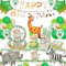 YIMAKJ Jungle Birthday Party Tableware Set, Jungle Animal Party Decorations, Wild One Birthday Decorations, Children'S Birthday Party Deco With Paper Plates Cups, Balloons, Tablecloths For 16 Guests