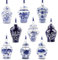 YiYa 9 Stück Baumschmuck Weihnachten Set aus Porzellan 9CM Blau und Weiß Weihnachtsbaum Dekoration Christbaumschmuck zum Anhängen für Weihnachten und Party Dekoration
