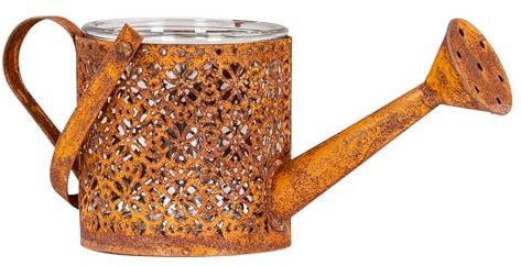 levandeo Windlicht Gießkanne H10cm Rost Metall Teelichthalter Blumentopf Kanne Garten Deko Tischdeko Kerze Kerzenständer