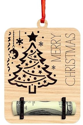 Funny Wooden Christmas Money Holder - Tree Decorations, Outdoor/Indoor Gift Holder (Style 2)