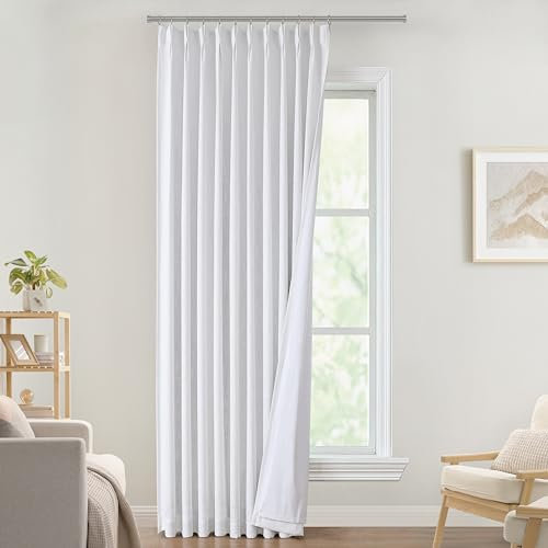 Vision Home - Tenda oscurante plissettata, ideale per soggiorno e camera da letto, isolamento termico, con ganci e linguetta posteriore, 1 pannello da 152 x 284 cm (l x L), colore: bianco