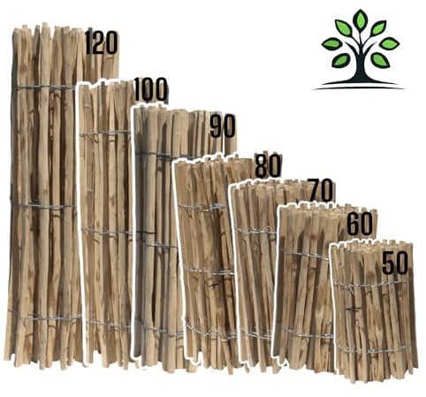 DEIN Staketenzaun - Personalisierter Gartenzaun 50-120cm Höhe | Staketenabstand 4-6cm | Holzzaun aus hochwertiger Haselnuss | Auch mit Pflock | Made in EU