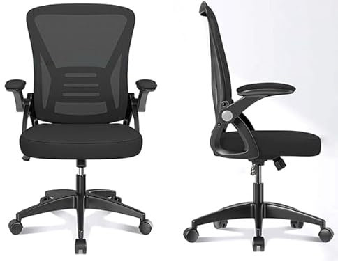 FENIXSHOP24 Sedia da Ufficio Ergonomica con Supporto Lombare, con Braccioli regolabili, Regolazione in Altezza, Poltrona girevole con ruote e rete traspirante – Nera - HLD-1809