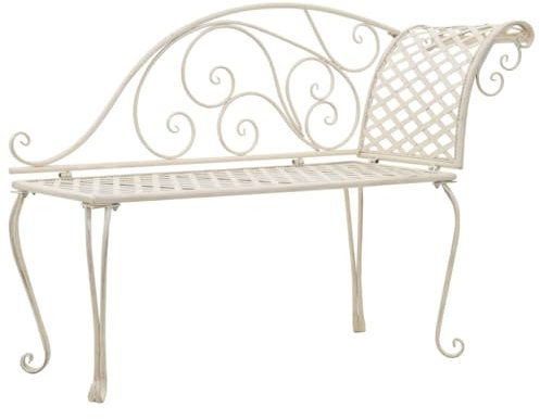 JHQHSM Garten-Chaiselongue, Gartenmöbel Gartenbank wetterfest Bank im freien Sitzbank Outdoor Bank für den Garten Geeignet für Terrasse Garten Hinterhof 128 cm Metall Antik Weiß