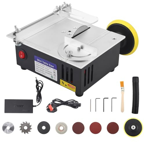 Mini Multi Functional Table Saw, 96W MiniTable Saw Height & Speed & Angle Adjustable, Portable Mini Desktop Saw for Wood Cutting, 7 Speed Small Table Saw for Wood Plastic Acrylic Cutting