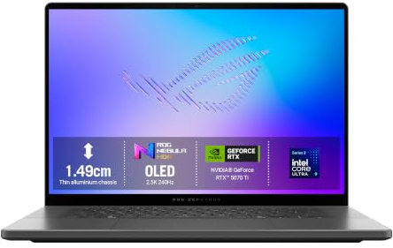 ASUS ROG Zephyrus G16 GU606AR Gaming Laptop | 16.0 2.5K OLED 240Hz | Intel Core Ultra 9 386H | NVIDIA GeForce RTX 5070Ti | 32GB RAM | 2TB SSD | Windows 11