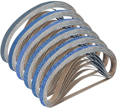Lot de 40 bandes abrasives 9 x 533 mm pour ponceuse à bande - Ensemble de bandes abrasives 40/60/80/120/240/400 pour le ponçage, le limage, l’affûtage et le décapage