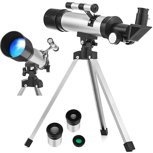 KHBUAB Digital Refractor Telescope and Adjustable Tripod with Precision Focusing System 50mm Objective Lens Diameter, Aluminium Alloy Build for Adults for Astronomy and Bird Watching