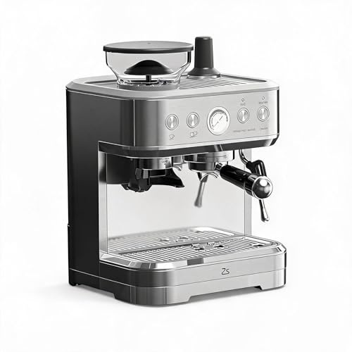 Multi-Function Coffee Maker Coffee Machine with Grinder & Milk Frother | Stainless Steel Brews Coffee Maker Italian Pump 2.5L Water Tank Cappuccino & Latte Home or Office