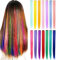 Rhyme 14 PCS farbige Haarverlängerungen Clip in/On für Amerika Mädchen und Kinder Puppenhaar Zubehör Perückenstücke Synthetische Haarverlängerungen (mehrfarbig)