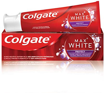 Colgate Zahnpasta Max White Protect, 75ml - Zahncreme für ein ein strahlendes, gesundes Lächeln